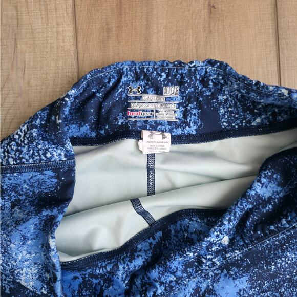 Under Armour Alpha Capri Heat Gear Blue Leggings Activewear Women Sz L - Picture 4 of 5